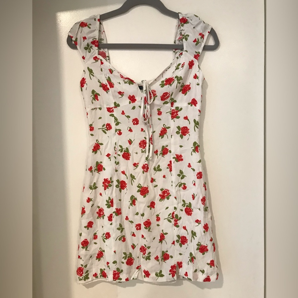 Zara Red Rose Mini Babydoll Dress Size S - Picture 6 of 10